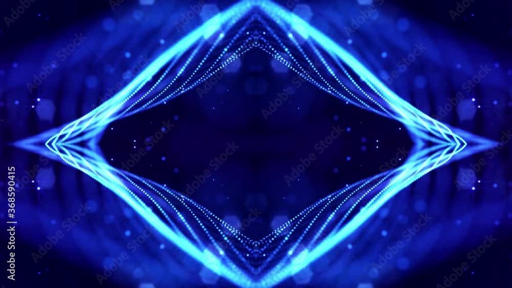 Aufkleber 4k looped sci-fi 3d abstract animation. glow blue particles form lines, symmetrical structures like 