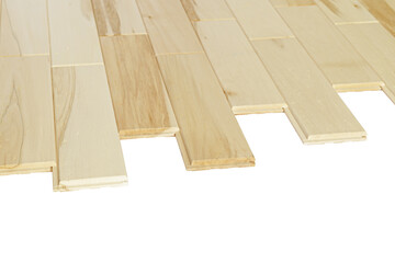 The surface of small dark dowel boards. Diagonal view from above.