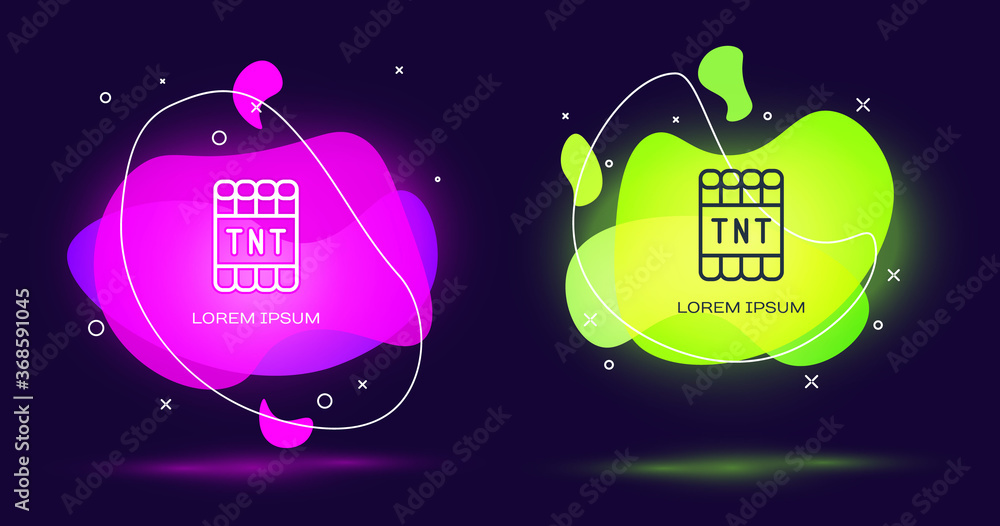 Aufkleber line detonate dynamite bomb stick and timer clock icon isolated on black background. time bomb - exp