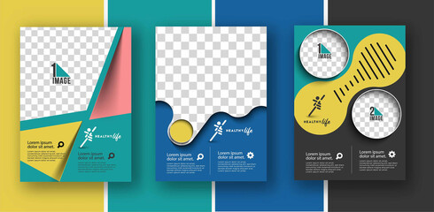Set of Business flyer with space of image & logo- Brochure magazine cover page & poster template, vector illustration.
