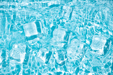 Cool and transparent ice cubes in summer