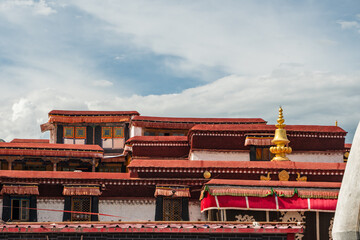 Close shot of Tibetan Architecture in Lhasa, Tibet, China.