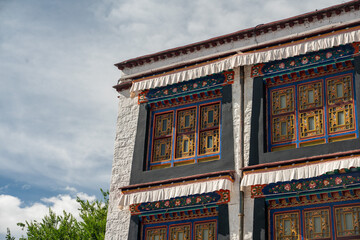 Close shot of Tibetan Architecture in Lhasa, Tibet, China.