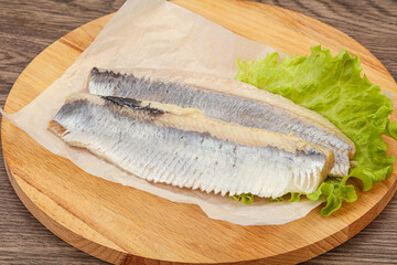 Herring fillet with salad leaves