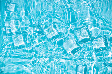 Cool and transparent ice cubes in summer