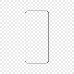 Realistic phone screen smartphone. Mock up of modern quad camera smartphone. Stock vector illustration on transparent isolated background.