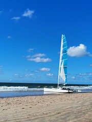 sailboat on the beach in Castricum, Netherlands 