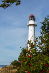 white lighthouse in vormsi island