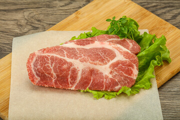 Raw pork meat neck steack