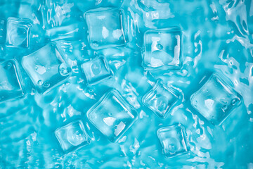 Cool and transparent ice cubes in summer