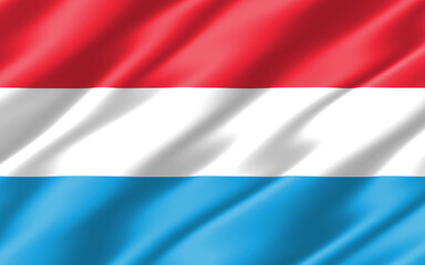 Silk wavy flag of Luxembourg graphic. Wavy Luxembourger flag 3D illustration. Rippled Luxembourg country flag is a symbol of freedom, patriotism and independence.