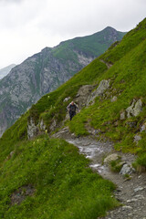 Hiker with backpack hiking