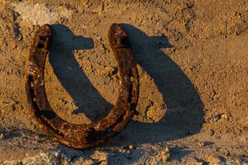 rusty horseshoe with shadows