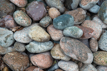 Fototapeta na wymiar Close up of round river stones.