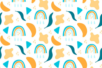 Vector seamless background pattern with different abstract shapes and textures. Artistic universal background. Design for poster, card, invitation, header, cover, placard, brochure, flyer and more