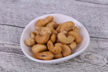 Cashew nuts heap in the bowl