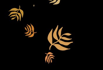 Dark Orange vector natural pattern with leaves.