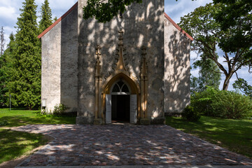 Fototapeta na wymiar Koknese church, interior and bell