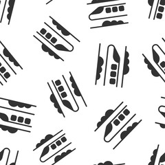 Metro icon in flat style. Train subway vector illustration on white isolated background. Railroad cargo seamless pattern business concept.