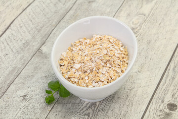 Raw oats in the bowl