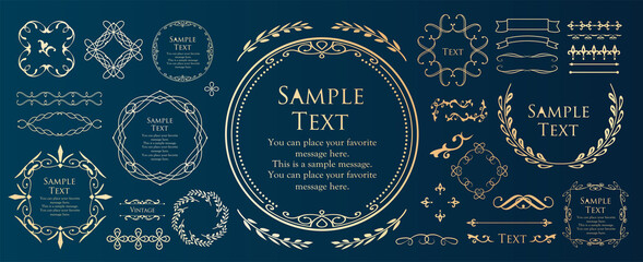 ビンテージフレーム　デザインテンプレート　コピースペース　ラグジュアリー　ウエディング