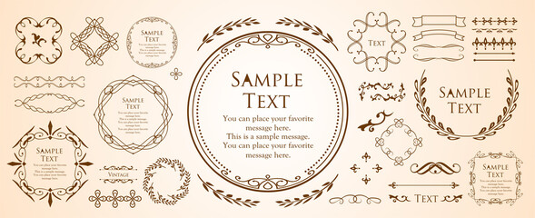 ビンテージフレーム　デザインテンプレート　コピースペース　ラグジュアリー　ウエディング
