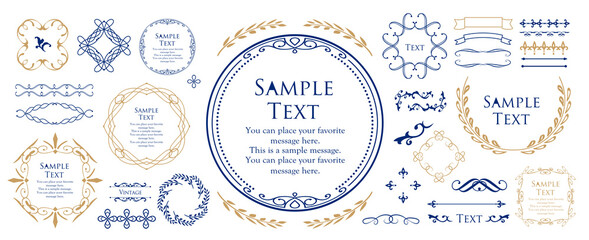 ビンテージフレーム　デザインテンプレート　コピースペース　ラグジュアリー　ウエディング