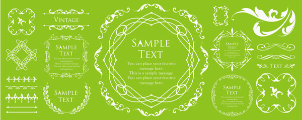 ビンテージフレーム　デザインテンプレート　コピースペース　ラグジュアリー　ウエディング