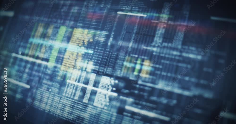 Poster abstract background flight through cyber technology futuristic data on a screen. code, numbers, bina