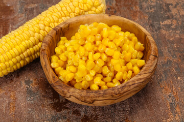 Young corn seeds in the bowl