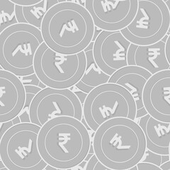 Naklejka premium Indian rupee silver coins seamless pattern. Alluri