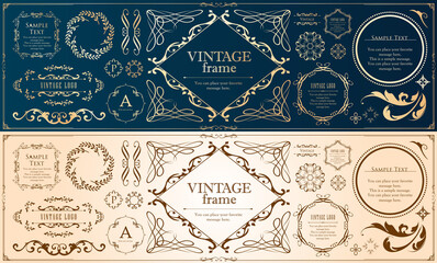 ビンテージフレーム　デザインテンプレート　コピースペース　ラグジュアリー　ウエディング
