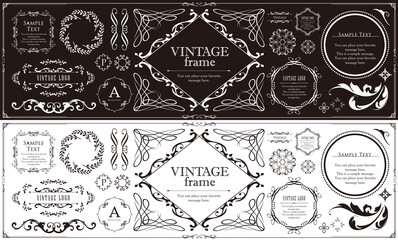 ビンテージフレーム　デザインテンプレート　コピースペース　ラグジュアリー　ウエディング