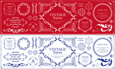 ビンテージフレーム　デザインテンプレート　コピースペース　ラグジュアリー　ウエディング