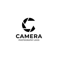 Initial C Camera and  Shutter Symbol  for Photography Design Logo template