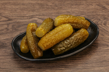 Pickled cucumbers in the plate
