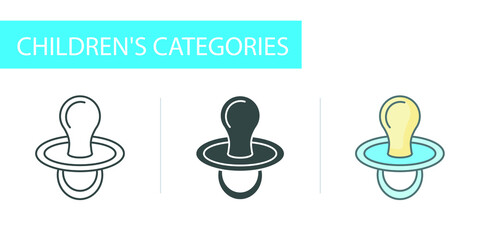 baby icons set, baby dummy