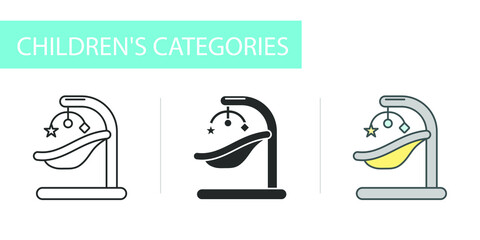 baby electric cradle, icons set