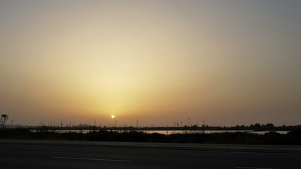 sunset over the pond