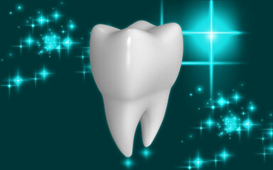 3D illustration of teeth on color background