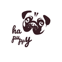 Pug dog face line icon. linear style sign for mobile concept and web design. pug dog breed outline vector icon. Symbol, logo illustration. Vector graphics