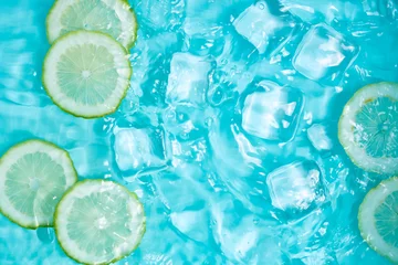 Foto op Plexiglas Summer cool lemon cold drink poster background © Mulin