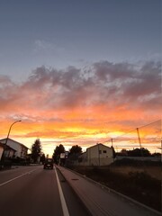 sunset on the road