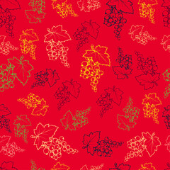 seamless vector pattern with currant on the red background