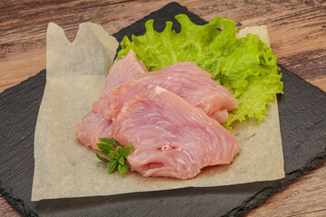 Raw turkey breast steak for cooking