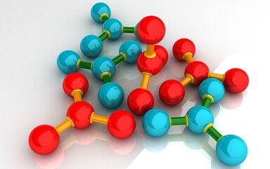 3D illustration of molecules on white background