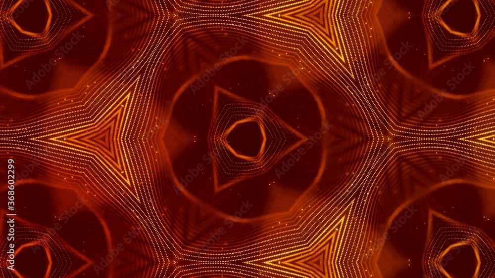 Aufkleber abstraction of microworld of nanotechnology. 4k looped sci-fi 3d background with glow gold particles