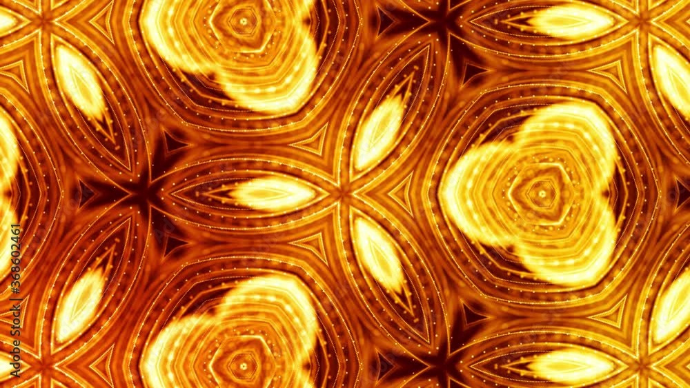 Poster abstraction of microworld of nanotechnology. 4k looped sci-fi 3d background with glow gold particles