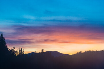  mountain with sunset cloudy sky.