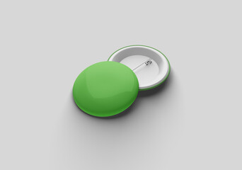 Green badge mockup isolated on grey background